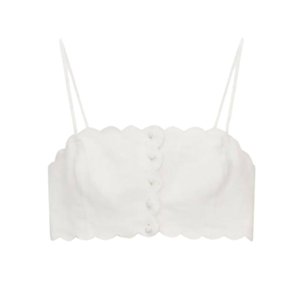 Loveshackfancy Isadore Scalloped Crop Top